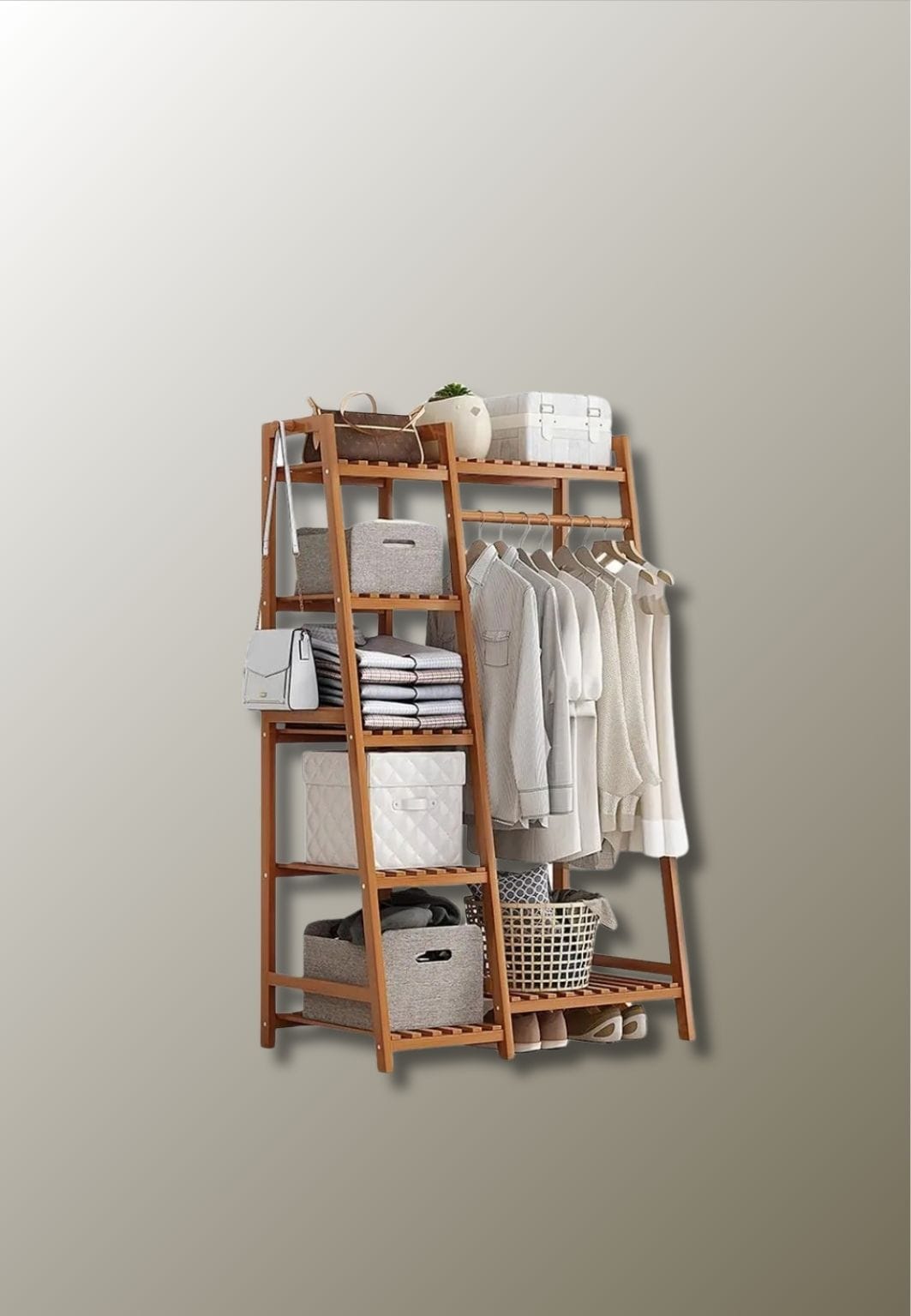 Meuble porte manteau chaussure en bois Petit Triangle Etagère