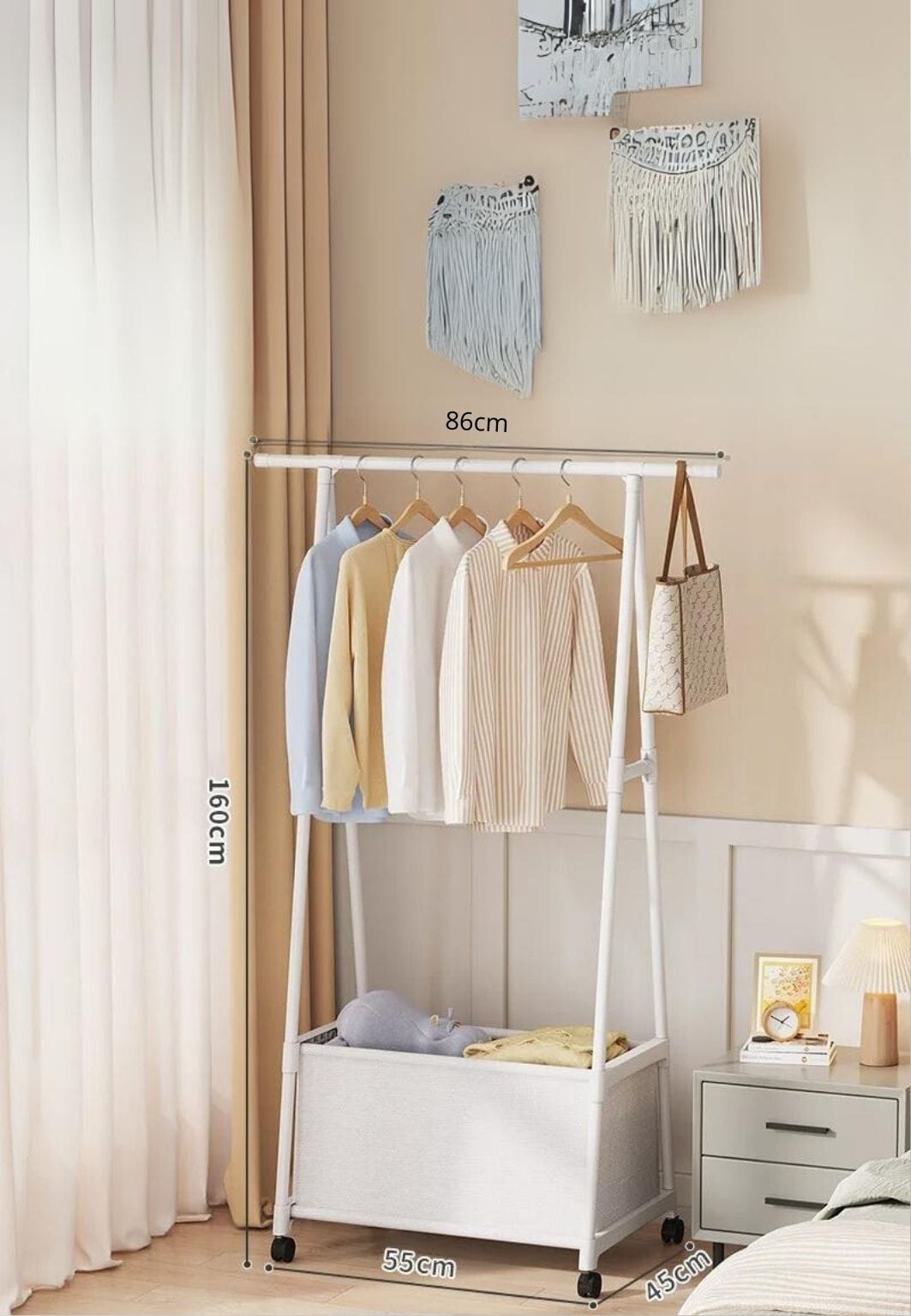 Meuble porte manteau chaussure Fermé Roulant Blanc