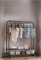 Meuble porte manteau chaussure Grand Dressing sur Roulette Noir