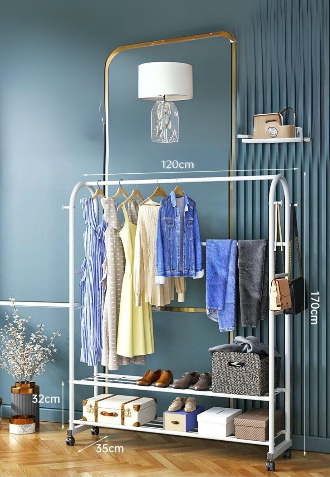 Meuble porte manteau chaussure Luxe Blanc Grand