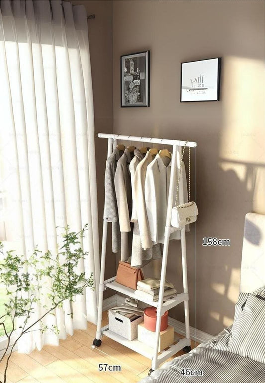 Meuble porte manteau chaussure Ouvert Roulant Blanc