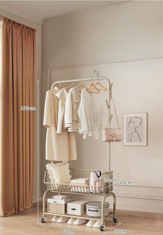 Meuble porte manteau chaussure Panier Crème