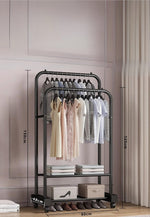 Meuble porte manteau chaussure Petit Dressing sur Roulette Noir - Vignette | Maison Porte Manteau®