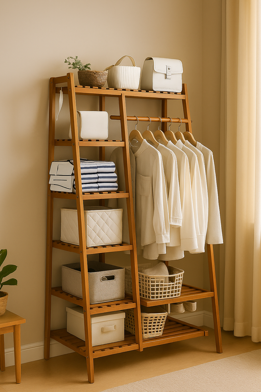 Meuble porte manteau chaussure en bois Petit Triangle Etagère