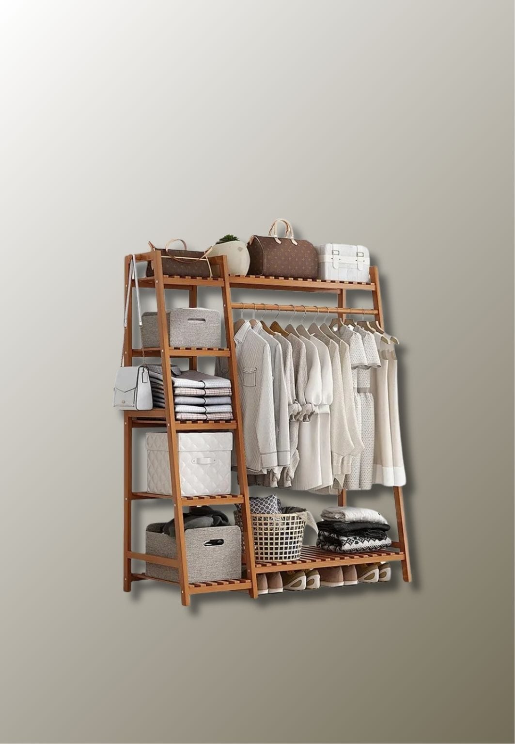 Meuble porte manteau chaussure en bois Triangle Etagère