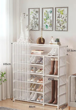 Meuble porte manteau chaussure large à rideaux Blanc - Vignette | Maison Porte Manteau®