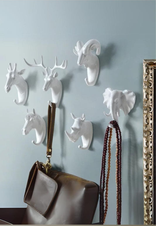 Patère porte manteau 6 Animaux Blanc