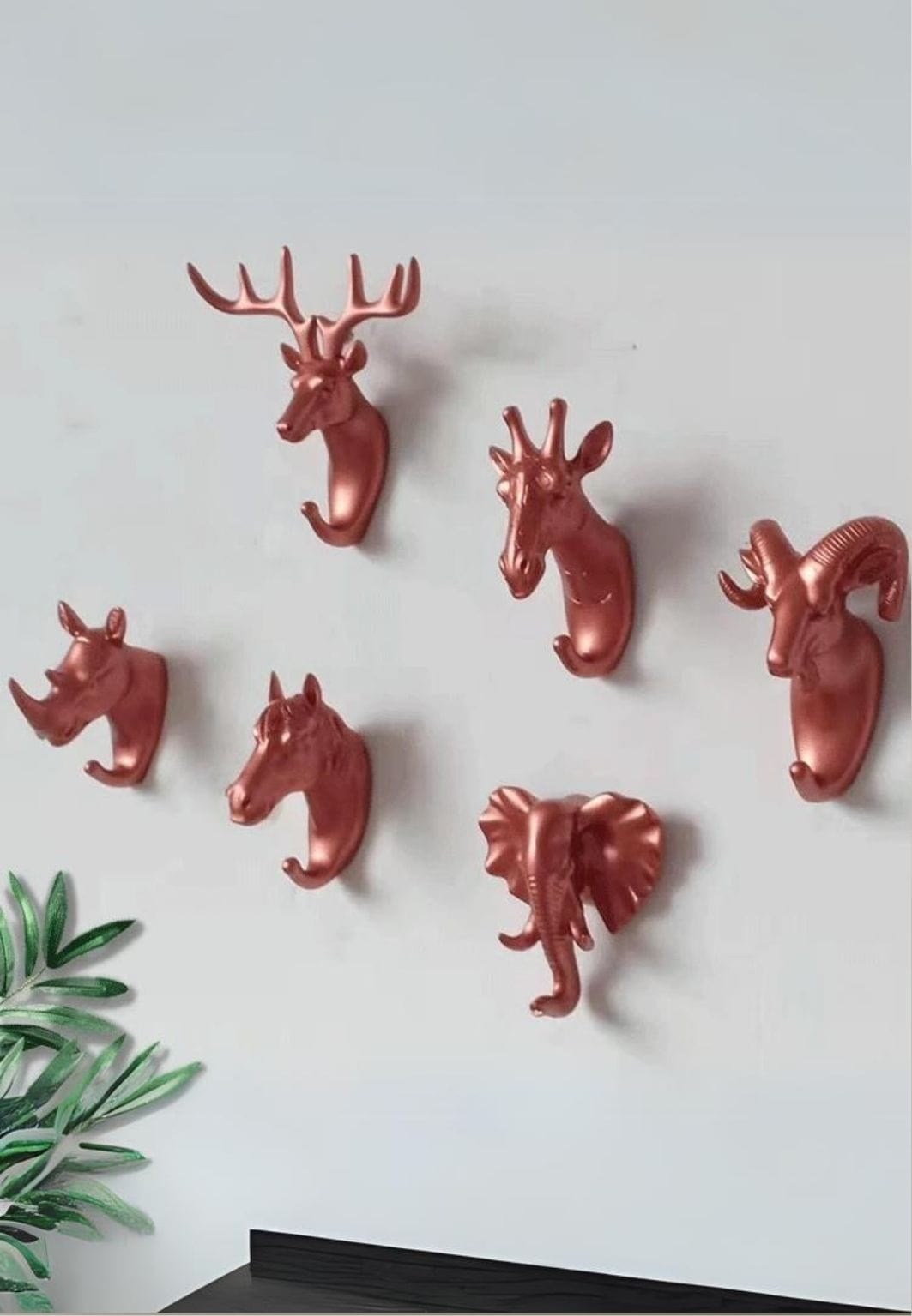 Patère porte manteau 6 Animaux Rose Doré