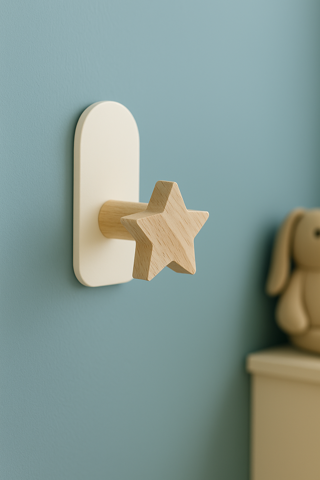Patère porte manteau pour enfant Etoile en bois