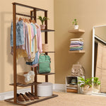 Porte Manteau Bois Foncé avec étagères - Vignette | Maison Porte Manteau®