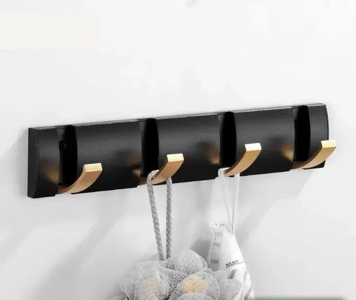 Porte manteau design mural Noir Doré 4 Crochets