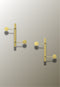 Porte manteau design mural Vertical Doré 2 Crochets 2