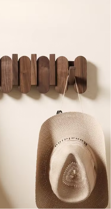 Porte manteau mural design en bois 4 Crochets Ronds