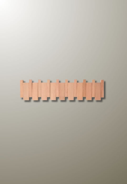 Porte manteau mural design en bois clair 8 patères