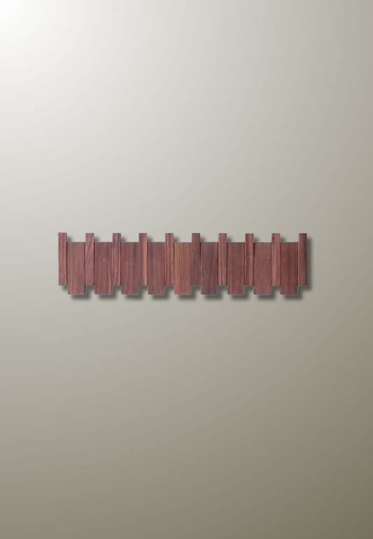 Porte manteau mural design en bois foncé 8 patères