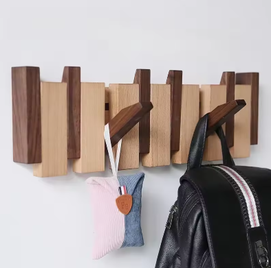 Porte manteau mural design en bois mixte 
