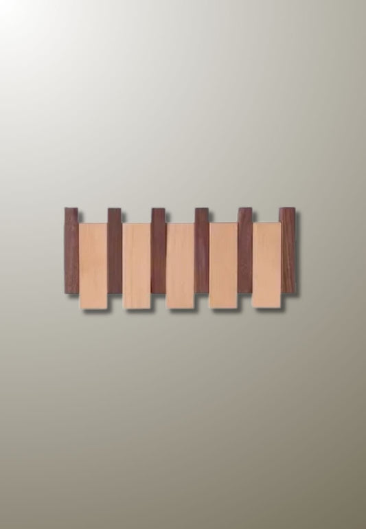 Porte manteau mural design en bois mixte 4 patères