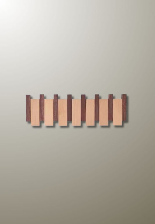 Porte manteau mural design en bois mixte 6 patères