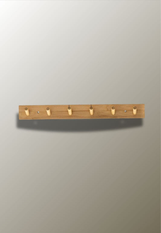 Porte manteau mural en bois 6 picots