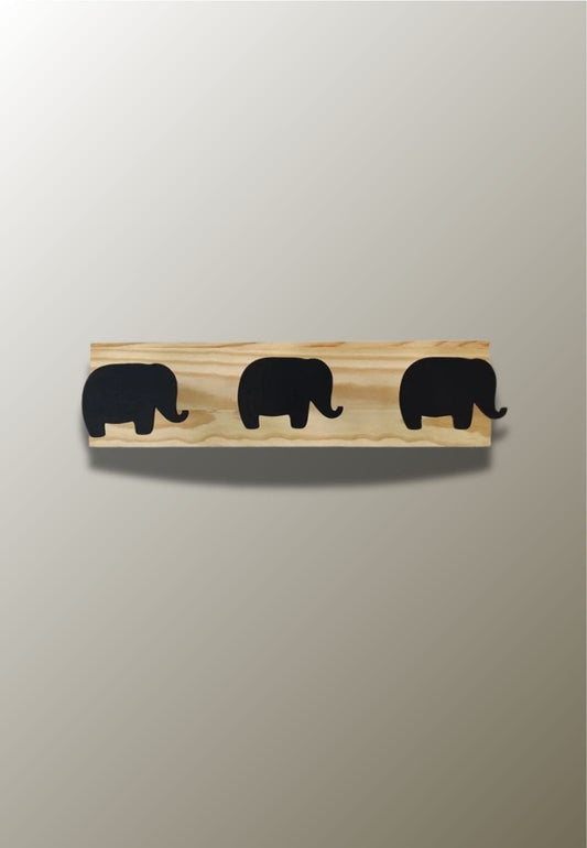 Porte manteau mural enfant triple Eléphant Noir