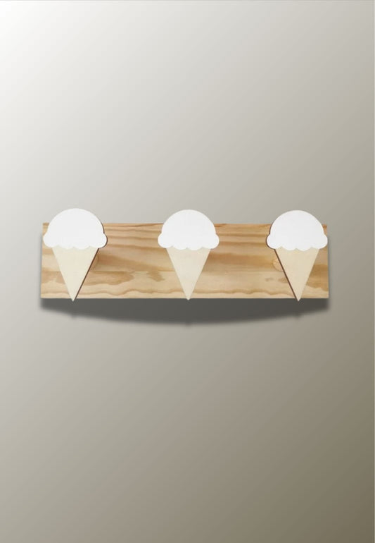 Porte manteau mural enfant triple Glace Blanche