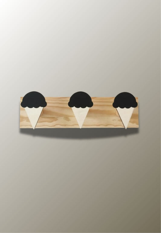 Porte manteau mural enfant triple Glace Noire