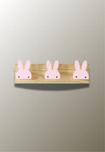 Porte manteau mural enfant triple Lapin Rose - Vignette | Maison Porte Manteau®