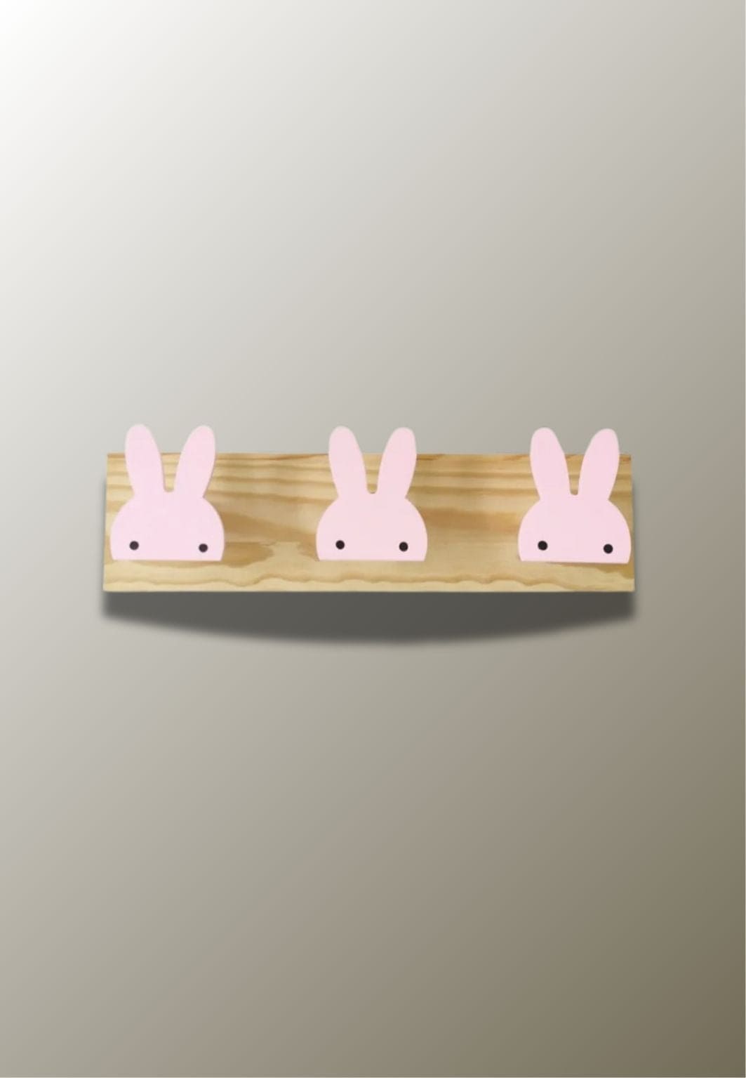 Porte manteau mural enfant triple Lapin Rose