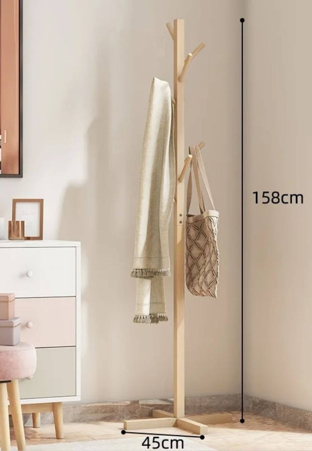 Porte manteau sur pied perroquet Croisé Bois Clair