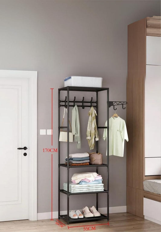 Meuble porte manteau chaussure Ouvert Etagères Noir